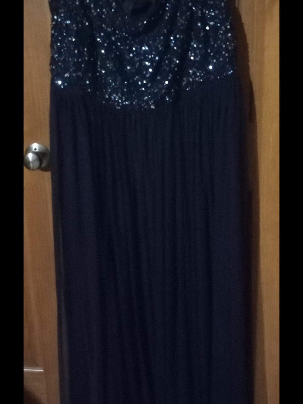 Elegant Navy Sequin Evening Dress